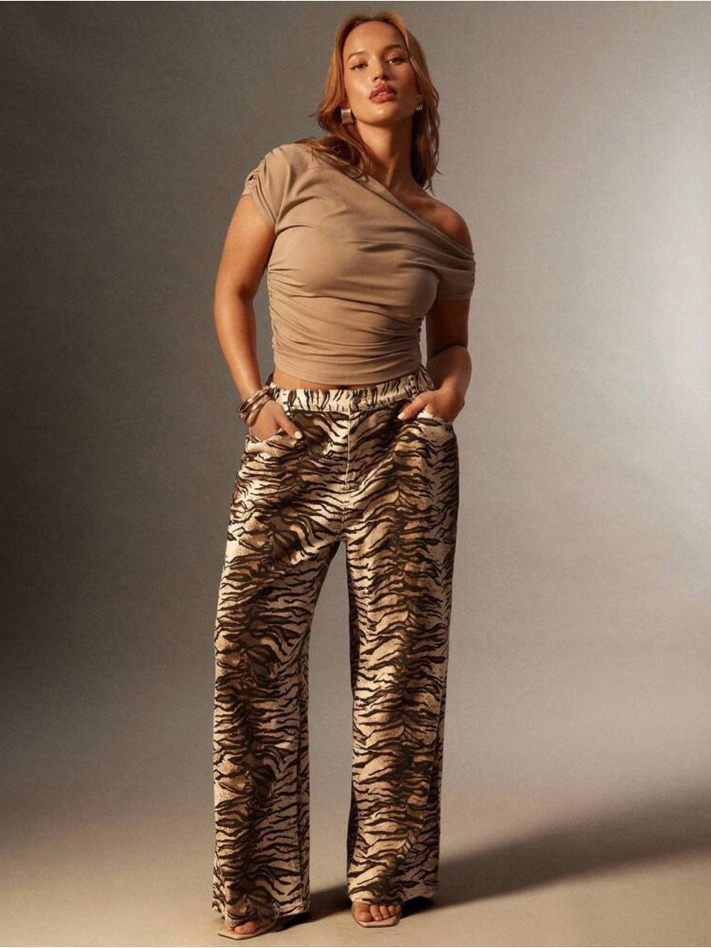 Plus Size Tiger Print Jeans